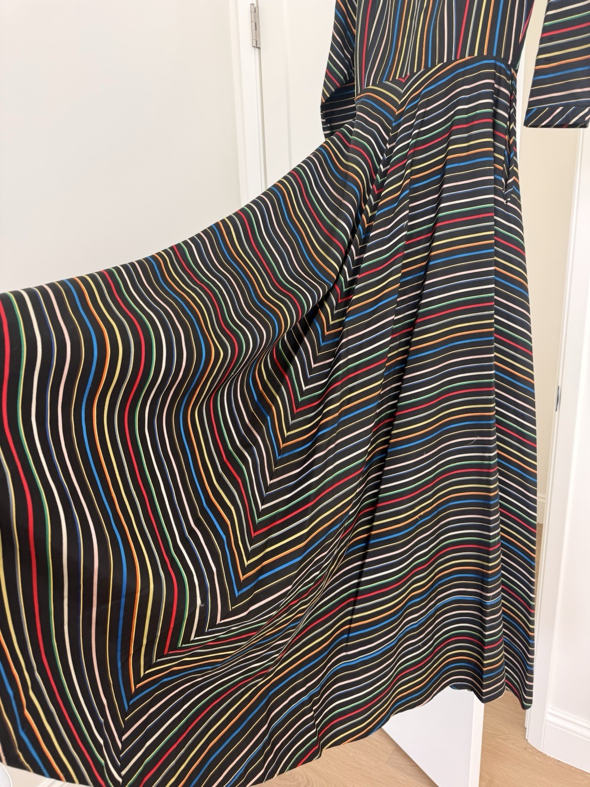 Maxan Vintage Multicolor Striped Wrap Dress