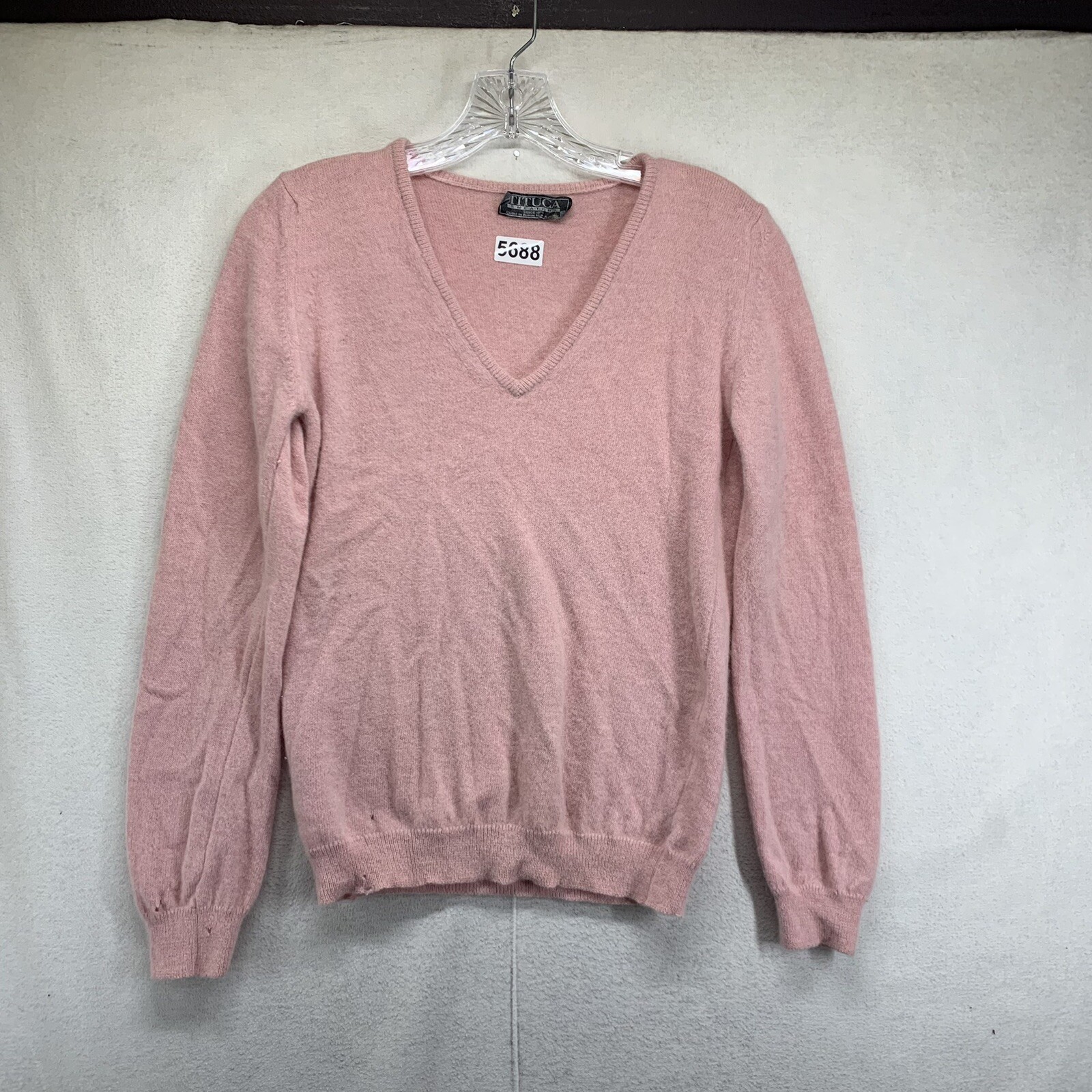 Vintage Argentina Woman’s Sweater Super Soft Light Pink Wool Cotton Small Holes