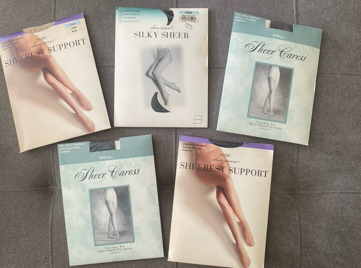 Mixed Lot of 5 JC Penney Pantyhose QUEEN LONG Control Top Mixed Colors & Toes