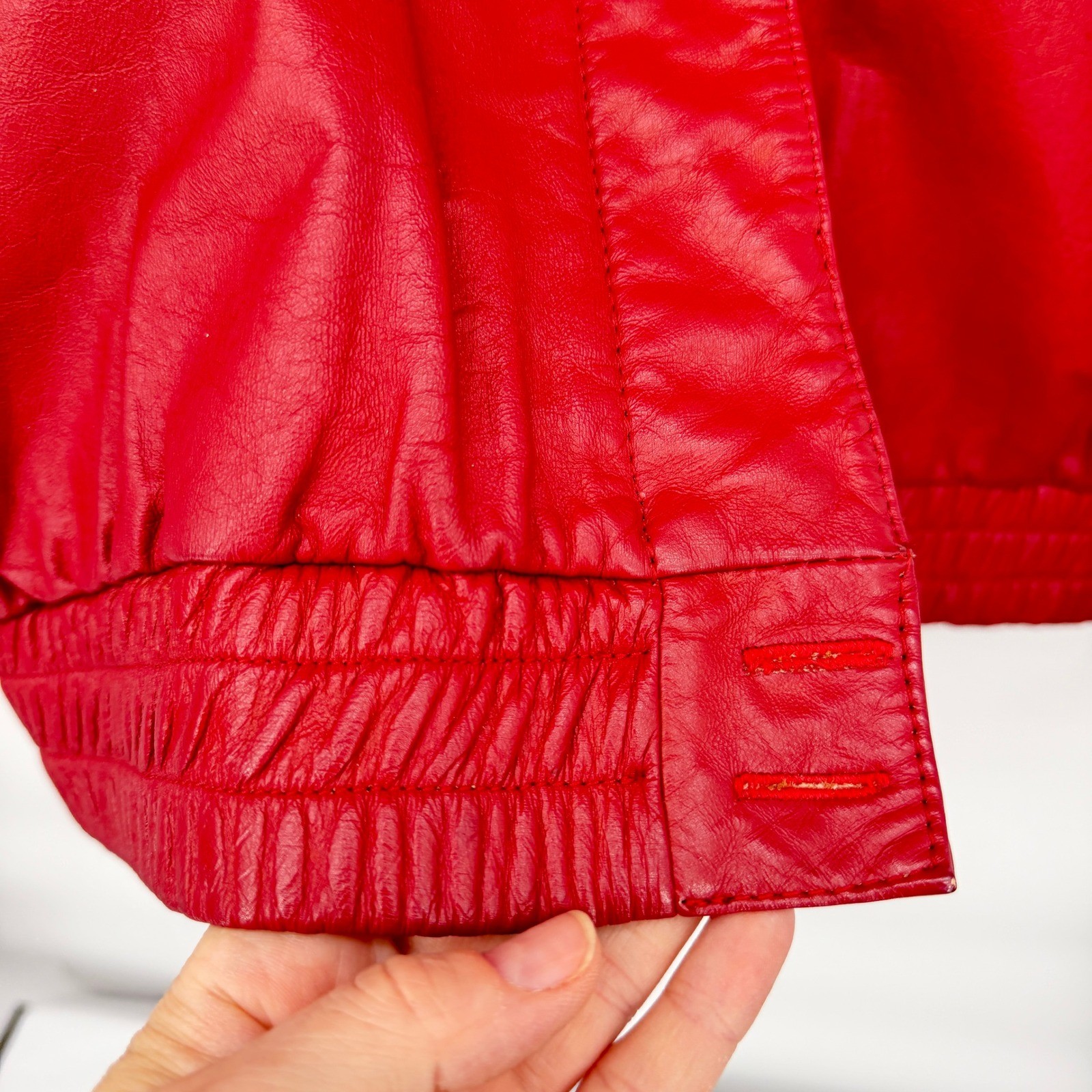 G-III Red Leather Jacket Tassels Shoulder Detail VTG 80s Avante Garde Moto 9/10*