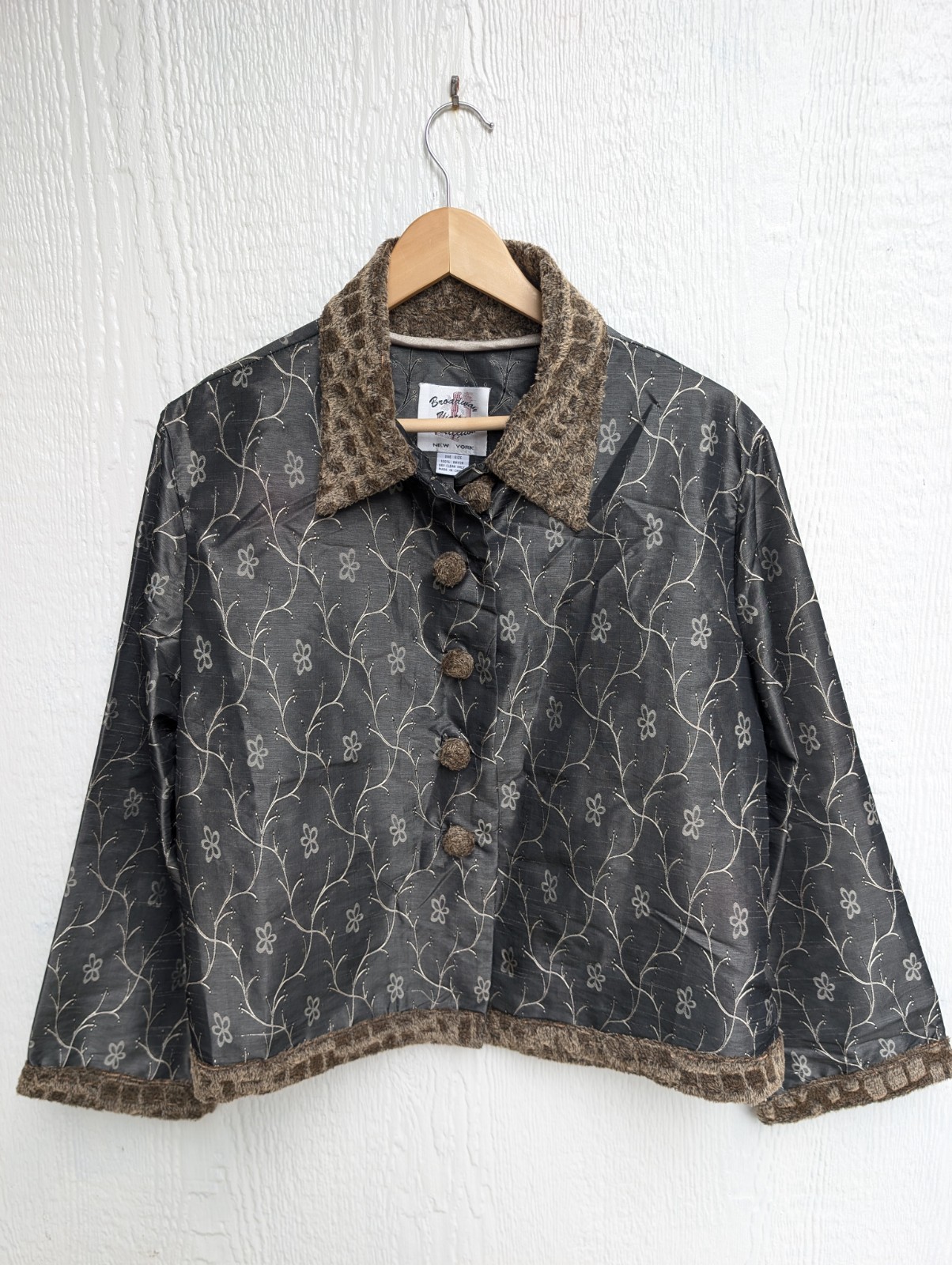 Vtg Broadway Vintage Collection Faux Fur Collar Buttons Jacket Women’s One Size