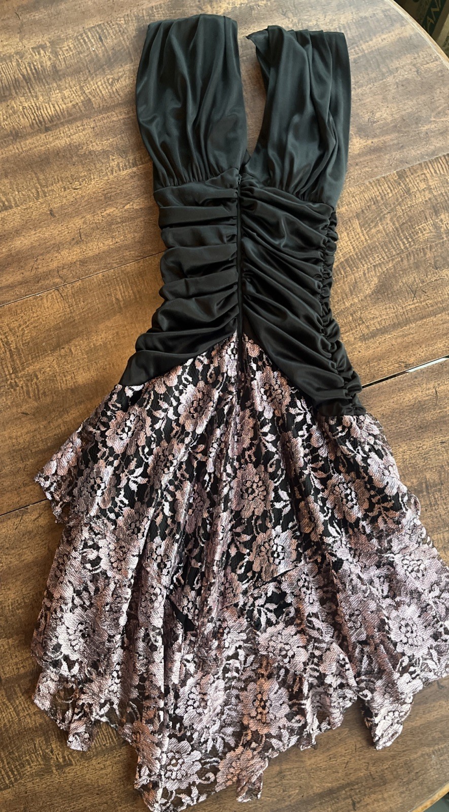 Vintage Black Ruched Puff Sleeve Lace Dress Fits XS MadonnaGoth Dark Romance