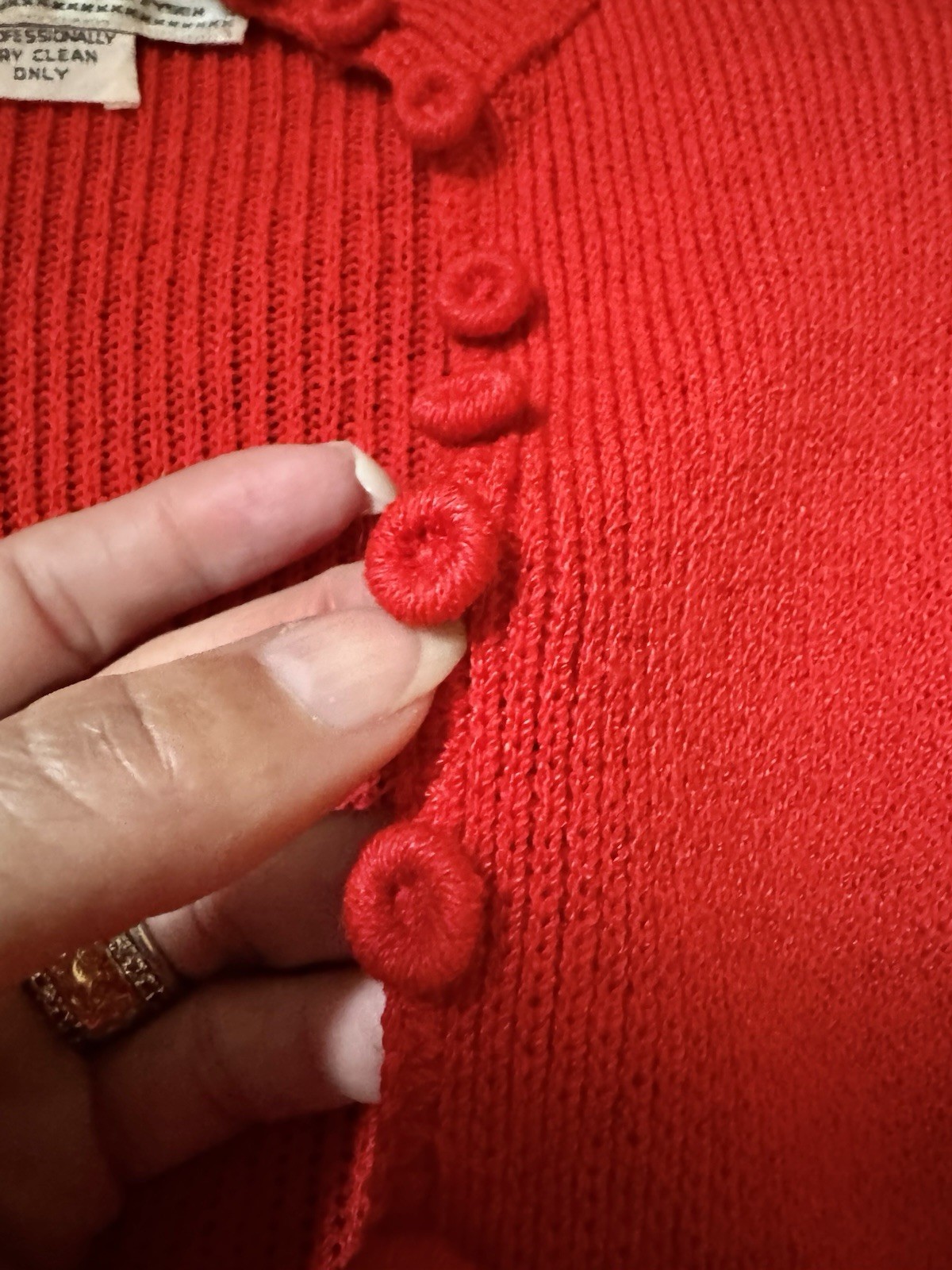 Vtg The Knit Group Stretch Acrylic Sweater Wiggle Dress Fitted Red Skinny Sleeve