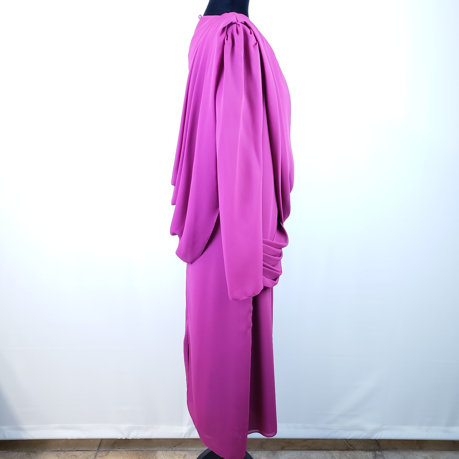 1980s Darcy Dress Modern Size 12 Magenta Draped Sheath Golden Girls Date Night