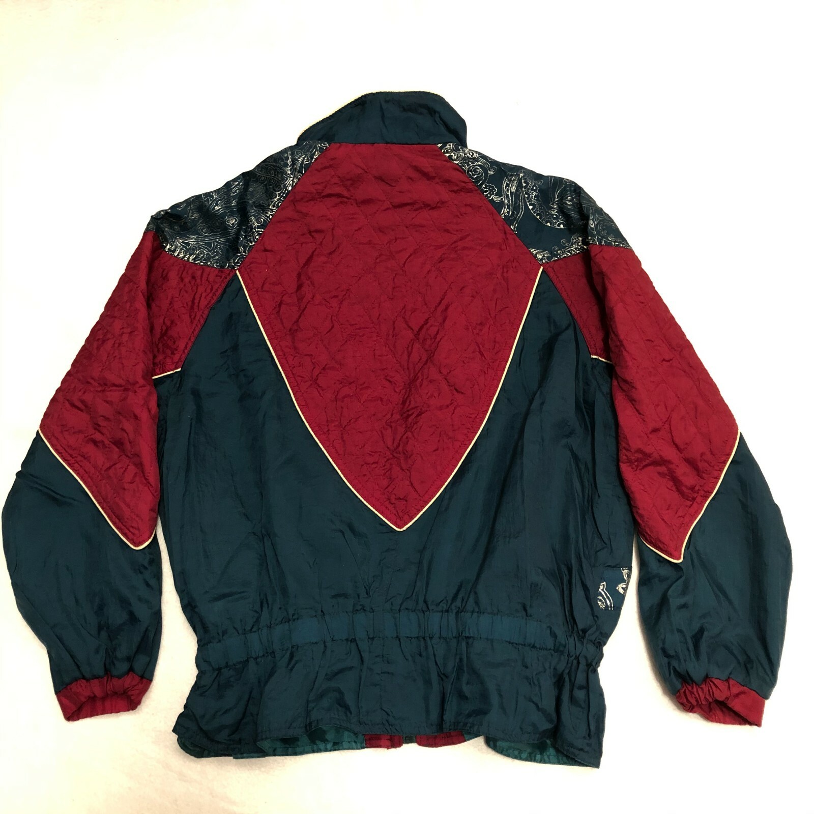 EAST WEST Vintage 80s Quilted Windbreaker Jacket Women’s S – Red Green Silver