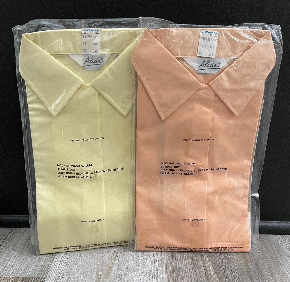 Vintage JCPenney Alicia Blouse Lot Of 2 New In Package Peach & Maize Size 16