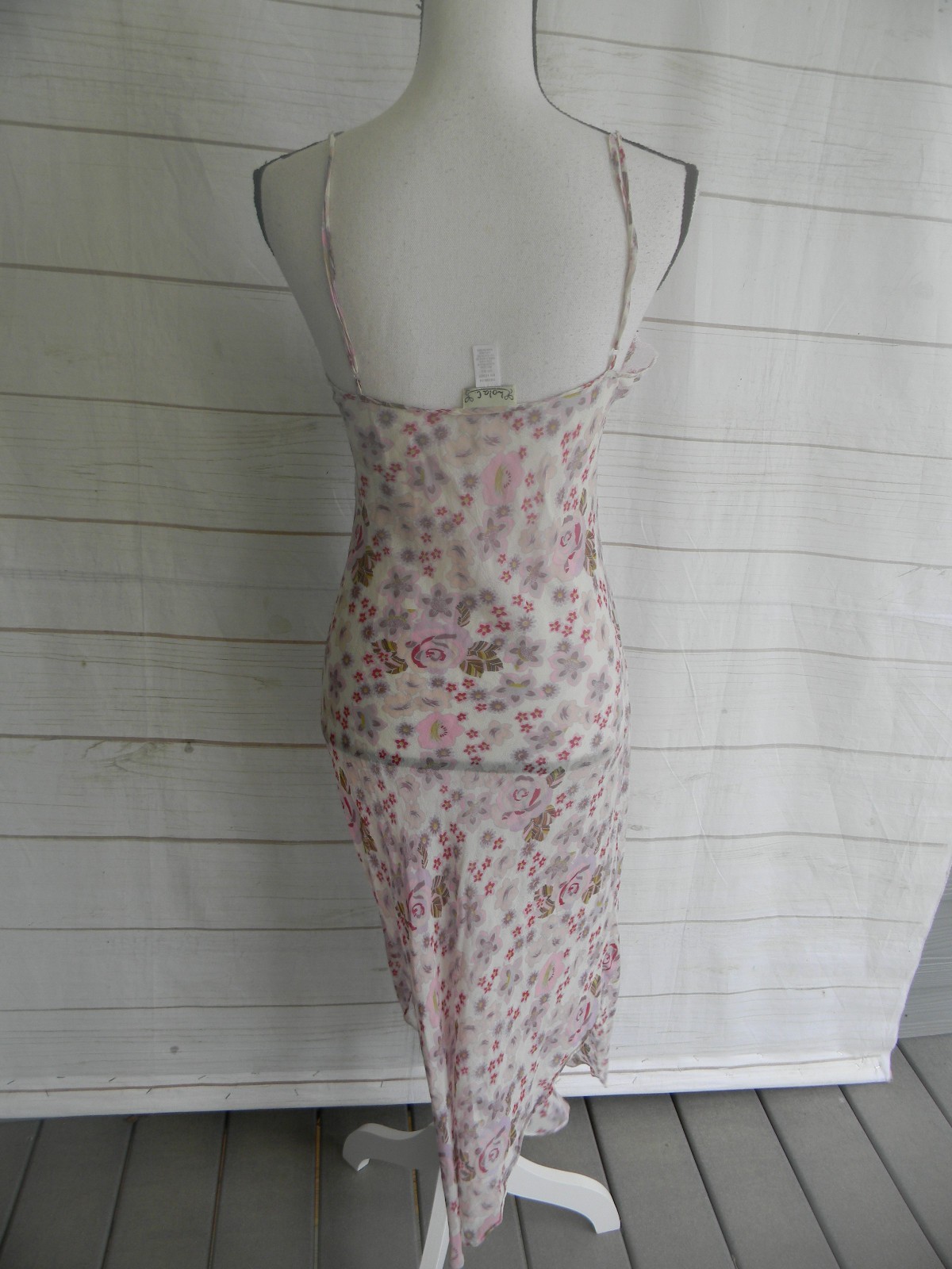 VINTAGE LOLA C Y2K PINK FLORAL LACE 100% SILK SLIP DRESS SZ M