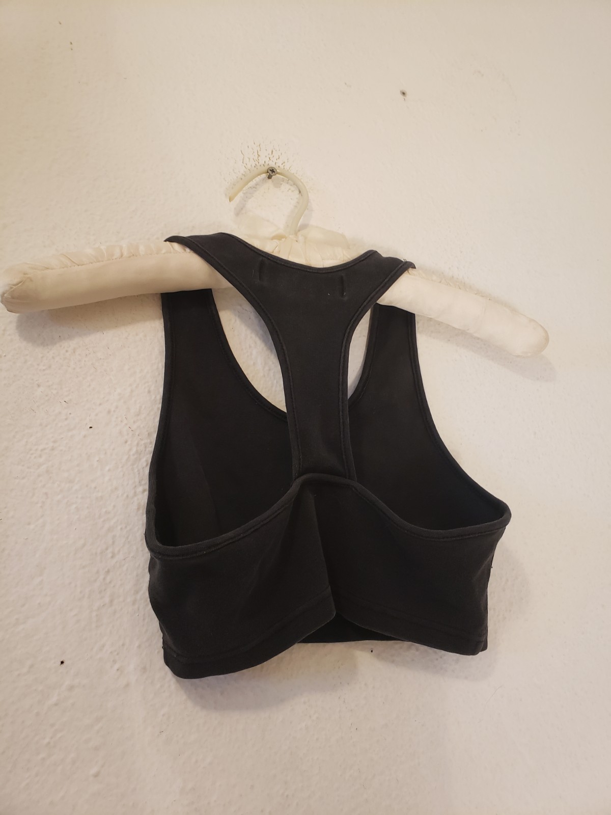 Vtg 90s Sz S Black Cotton Sports Bra Crop Top Athletic Racerback Minimal Sporty