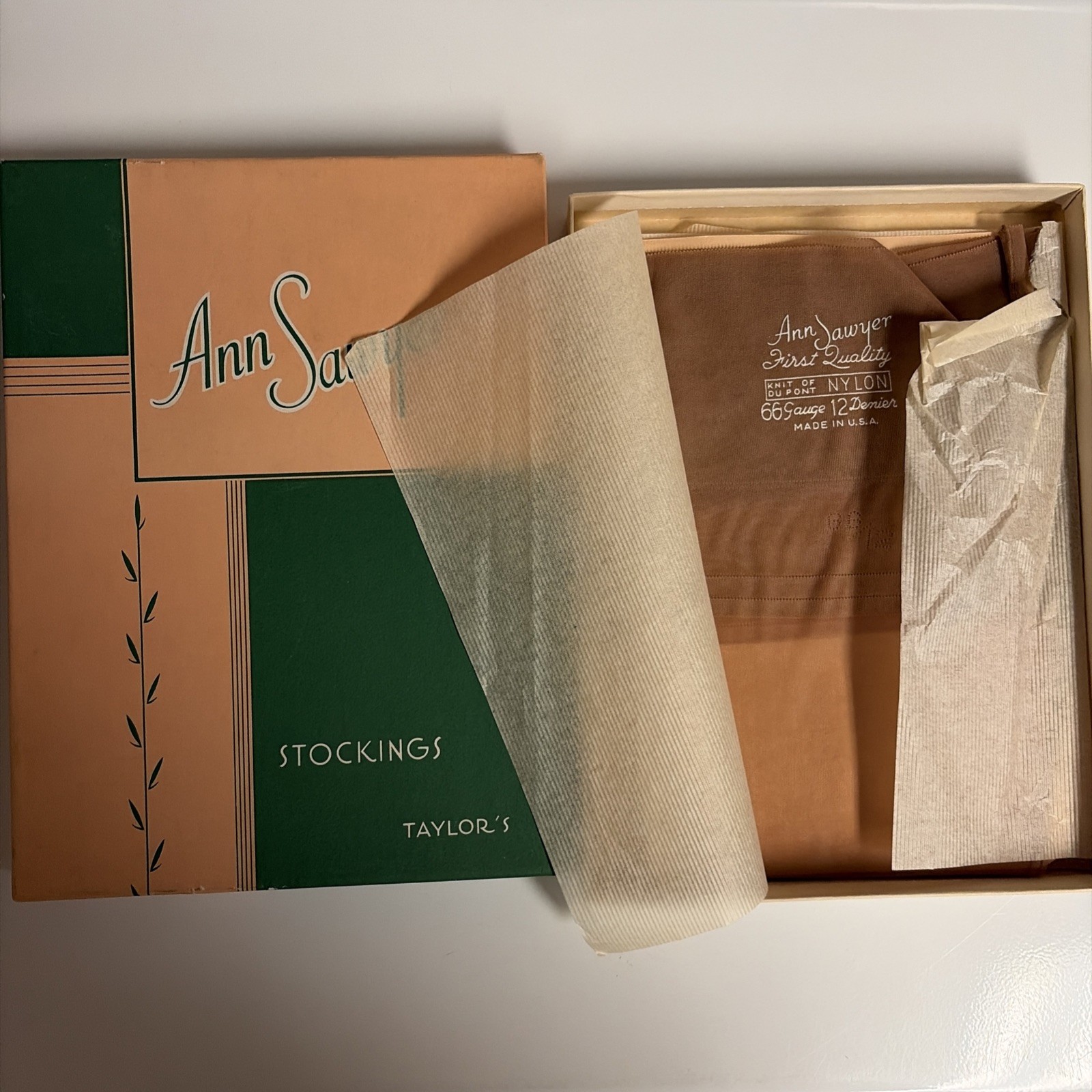 2 Vintage NIB Ann Sawyer First Quality DuPont Nylon 66 Gauge 12 Denier Stockings