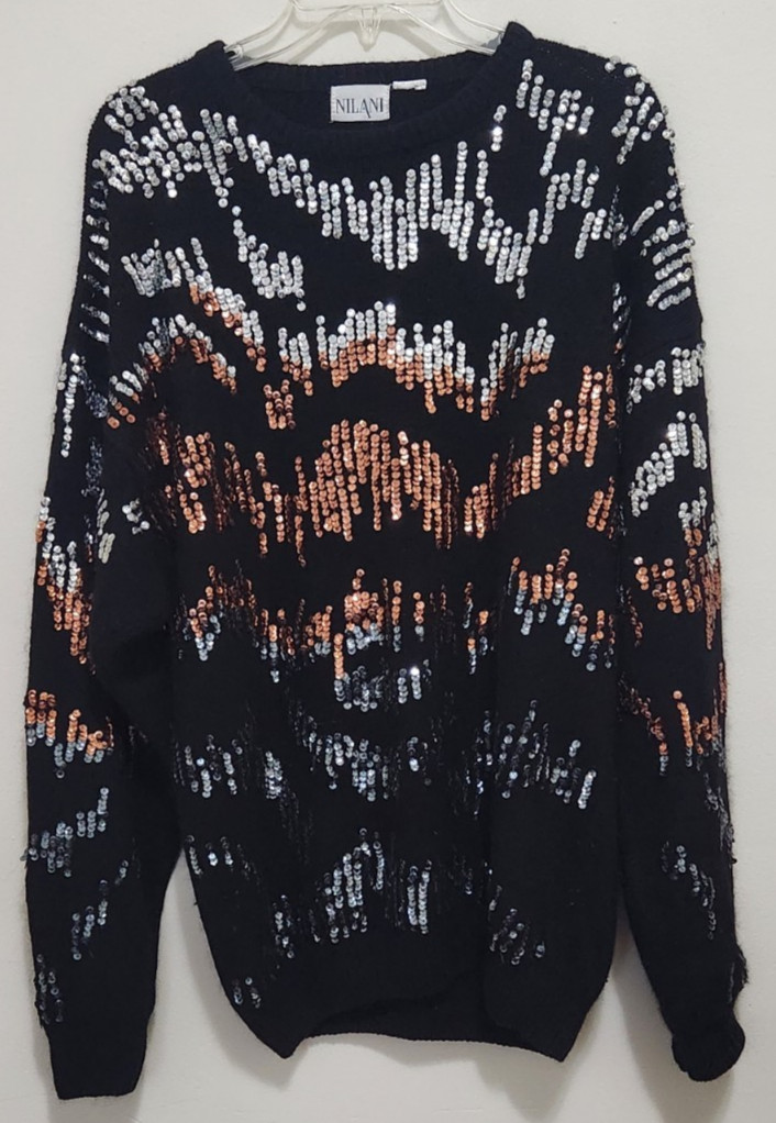 Nilani Black With Sequins Long Vintage Sweater Size Unknown (Maybe a Large)