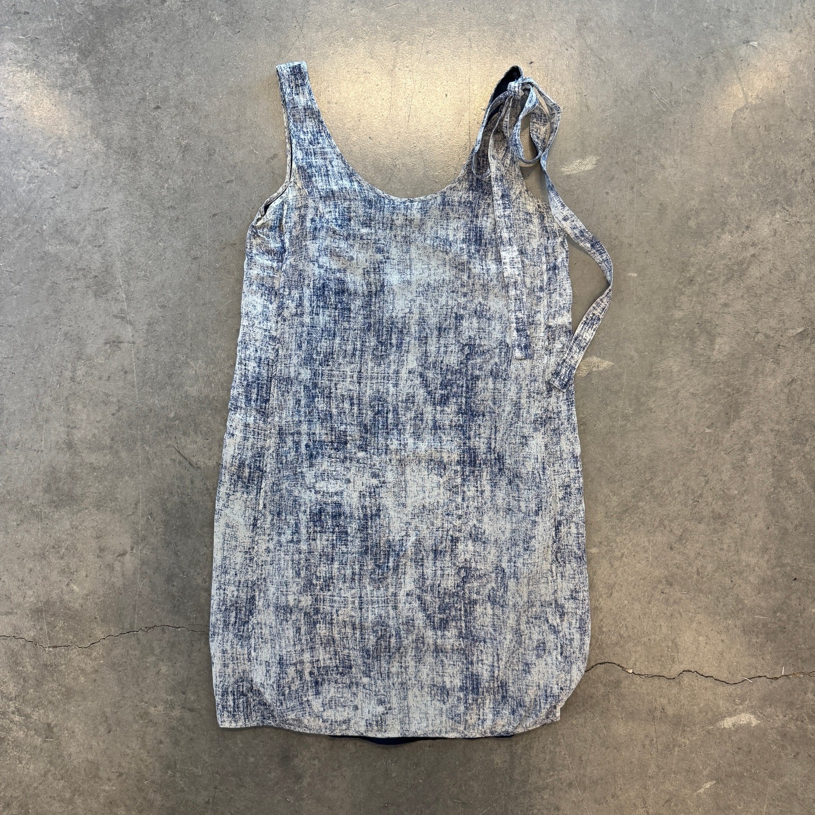 Vintage Y2k Aritzia Babaton 100% Silk Denim Wash Tie Tank Top Shift Dress XS