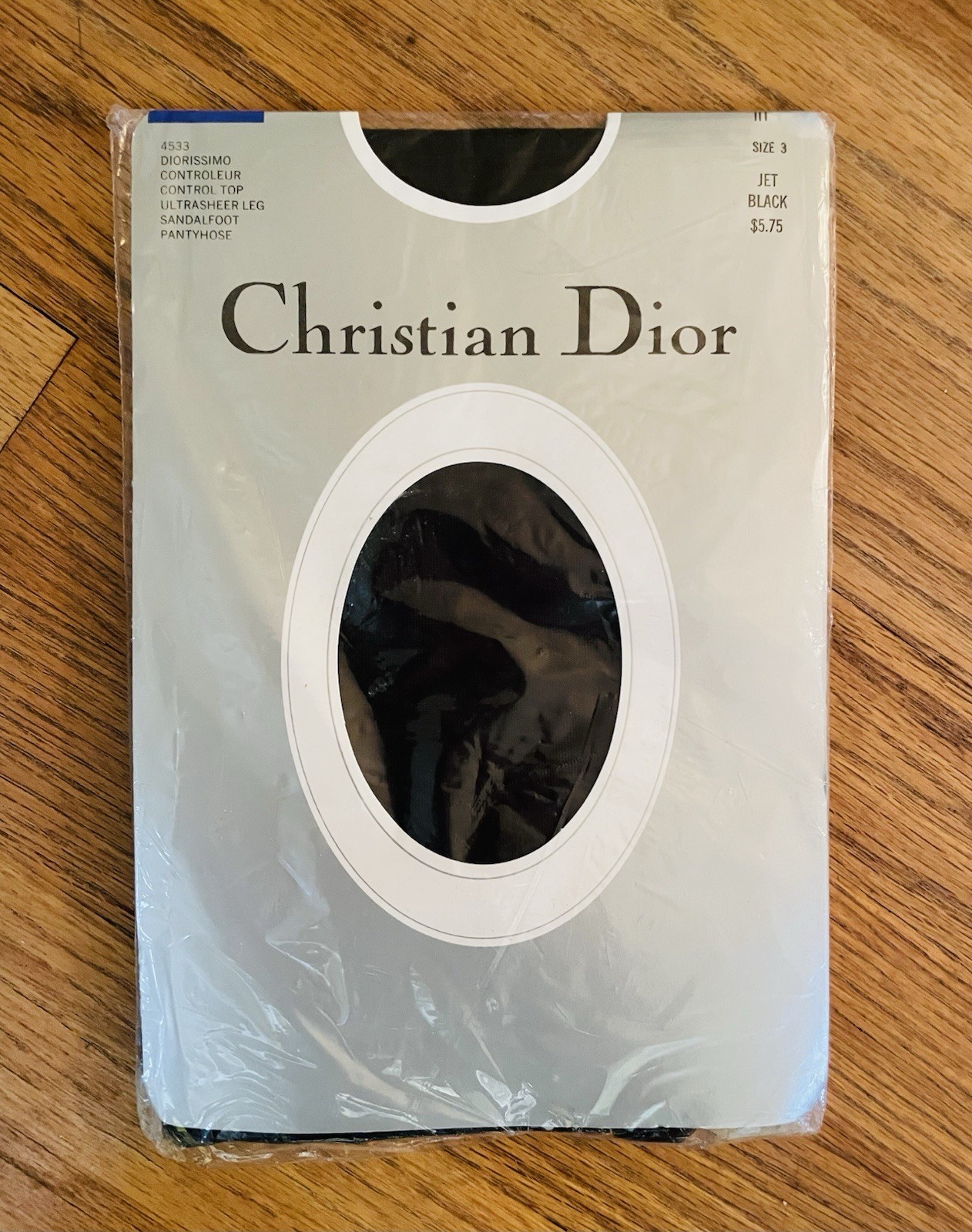 Vintage Christian Dior Black Nylon Hosiery 4533 Size 3