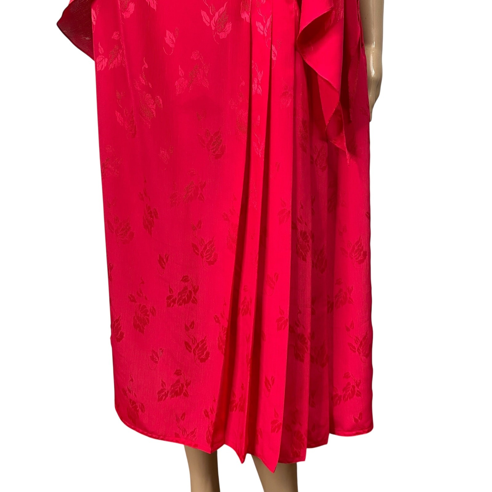 Vtg 80s Nilani Cherry Girl Flutter Sleeve Midi Wrap Dress SZ 11/12