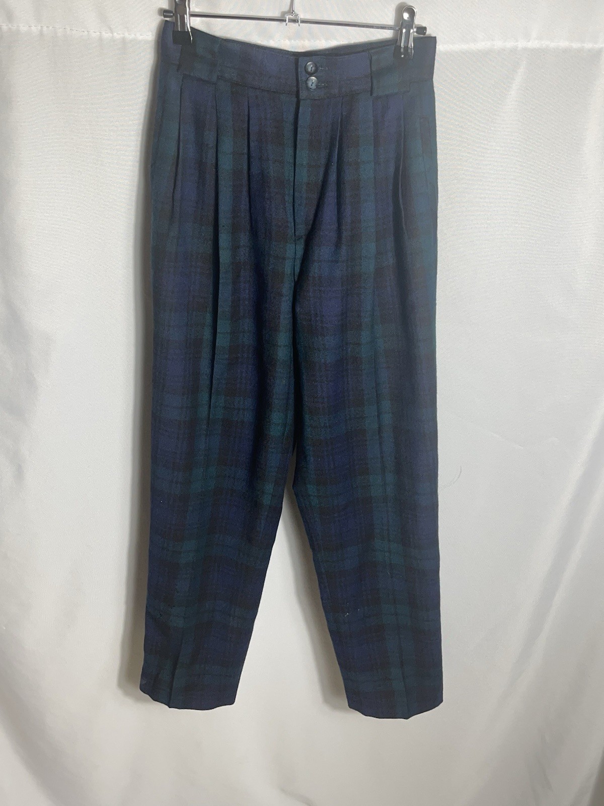 Vintage Giorgio Sant’Angelo Women’s Wool Plaid Trousers Size 4 Made in Bulgaria