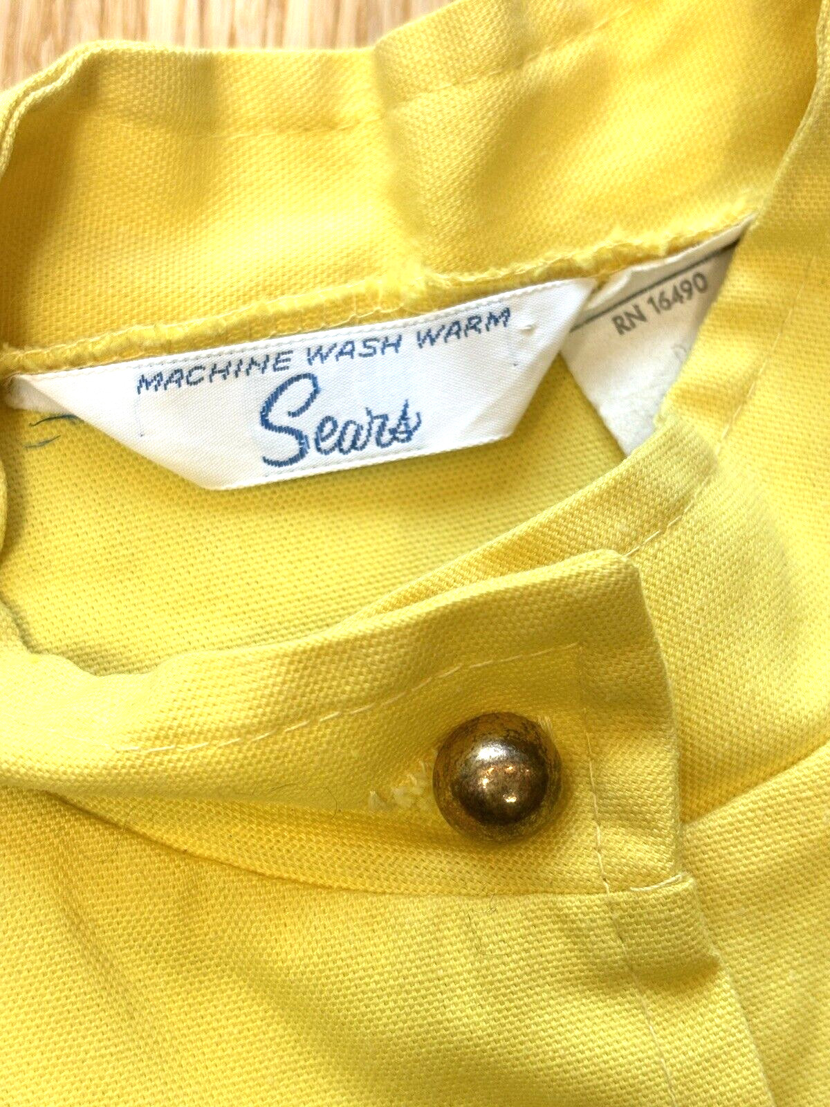 Vintage 1960s Sears Sun Yellow Women’s S-M Tunic Nehru Gold Button Top