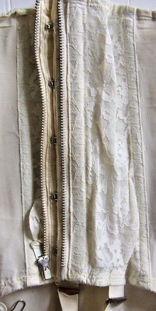 Vtg Fredericks Hollywood Corset Antique Girdle Garters Boning Zip Up/Hook & Eye