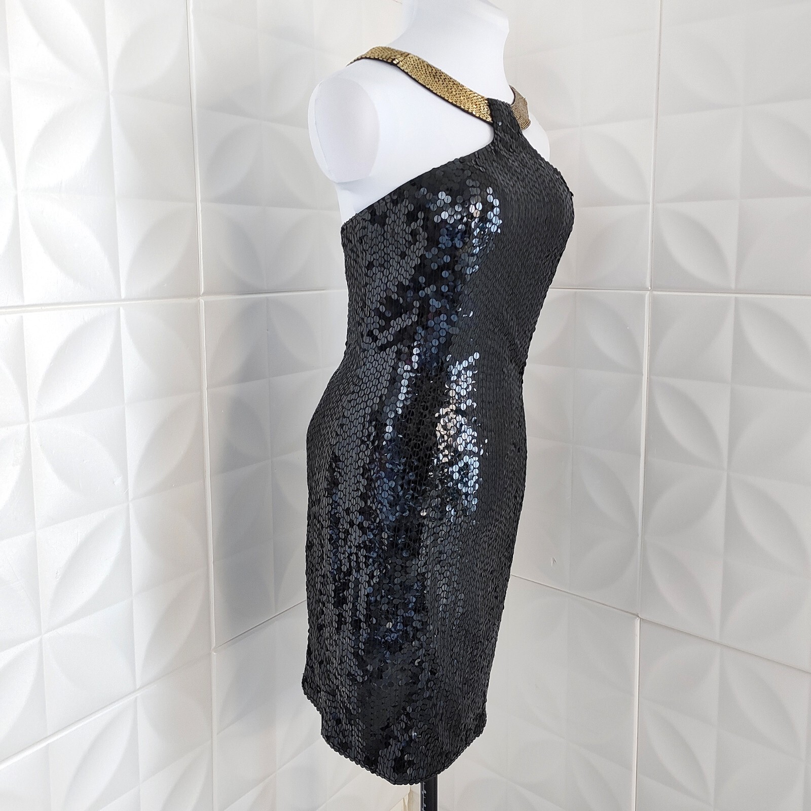 New Vintage Y2K Niteline Sequin Cocktail Dress Roufogali Stretch Prom Formal 10