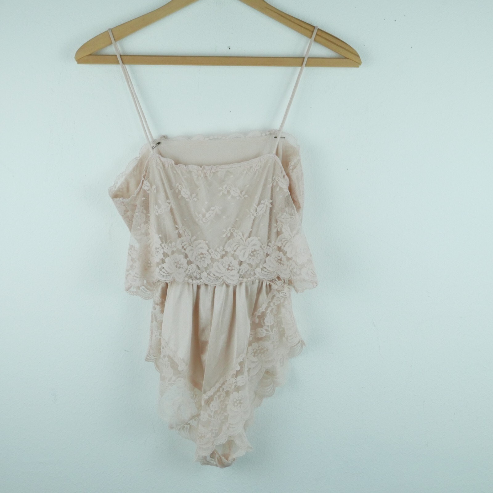 Vintage Small Teddy Bodysuit Lace Coquette Babydoll Soft Girl Grunge Slip Bow