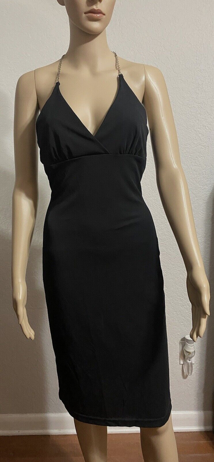 Vintage XOXO Black Dress With Chain Neck Juniors Size Small
