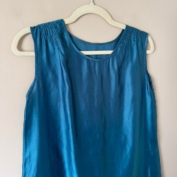 Vintage Silk Drop Waist Dress flapper teal blue AS IS small – med antique