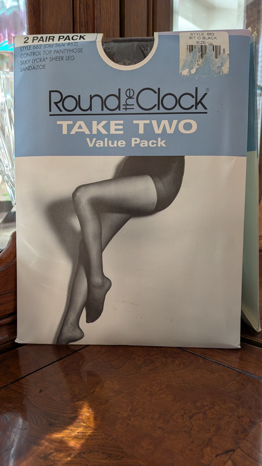 2 Pr Round The Clock 662 Control Top Pantyhose Bit O Black C Up To 6′ & 185 Lbs.