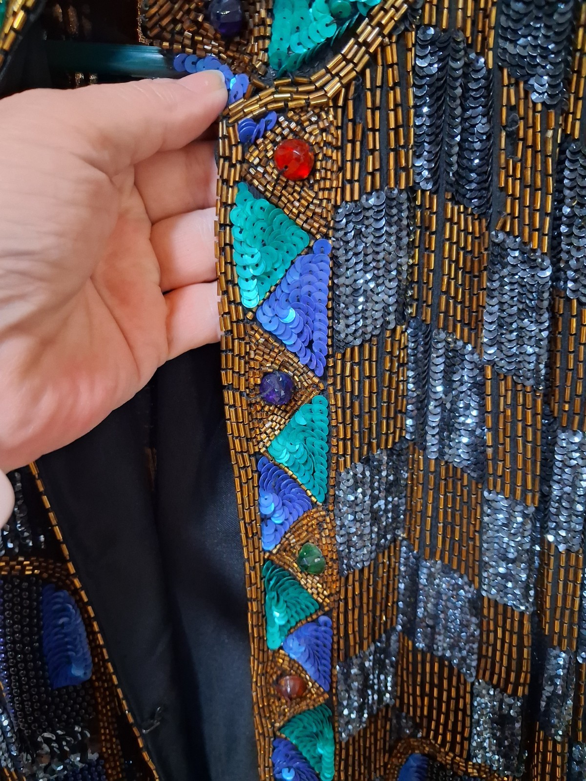 Stunning Vintage 100% Pure Silk Heavily Beaded Statement Jacket