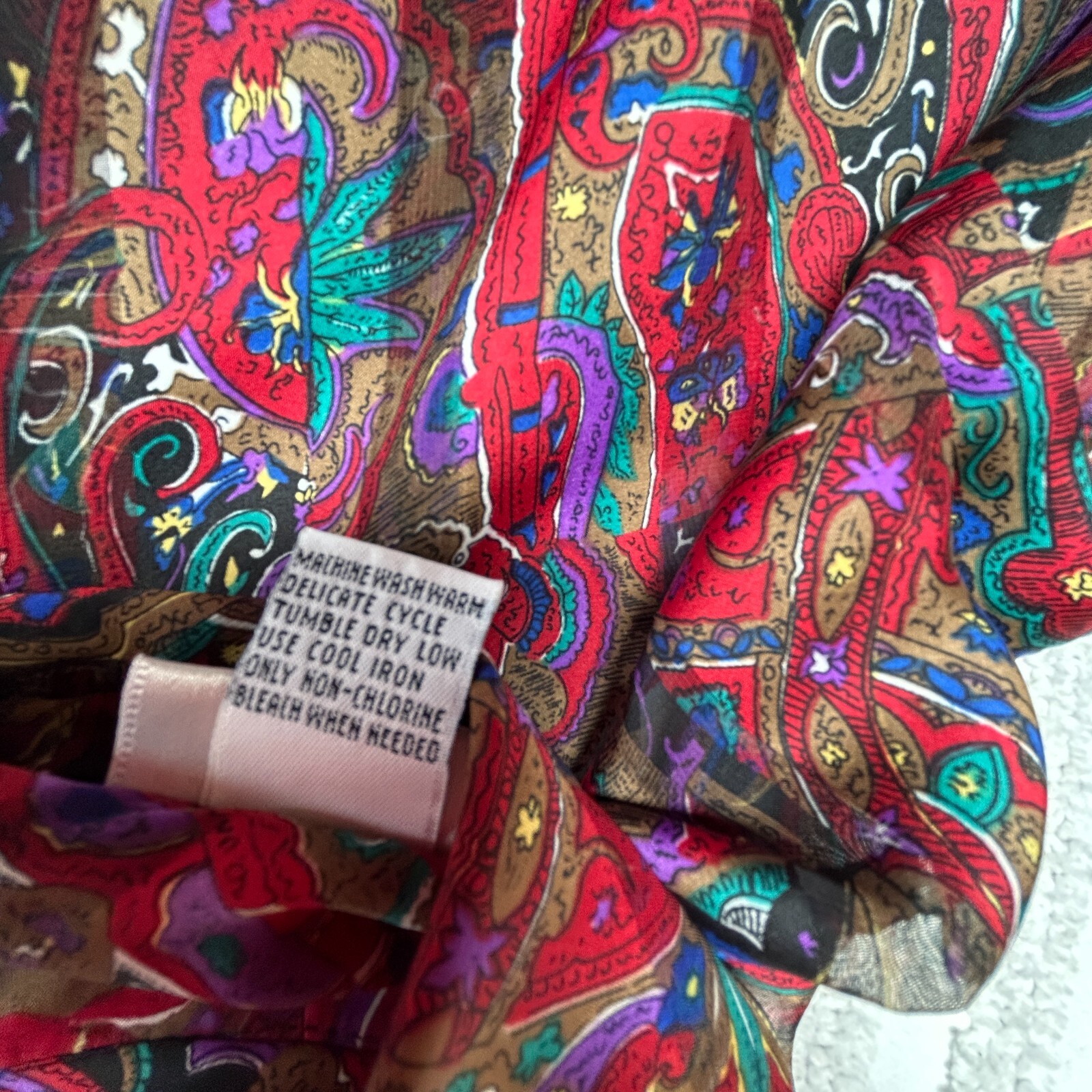 Vintage Nicola Women’s Multicolor Paisley Print Blouse Top Size 10 Long Sleeve