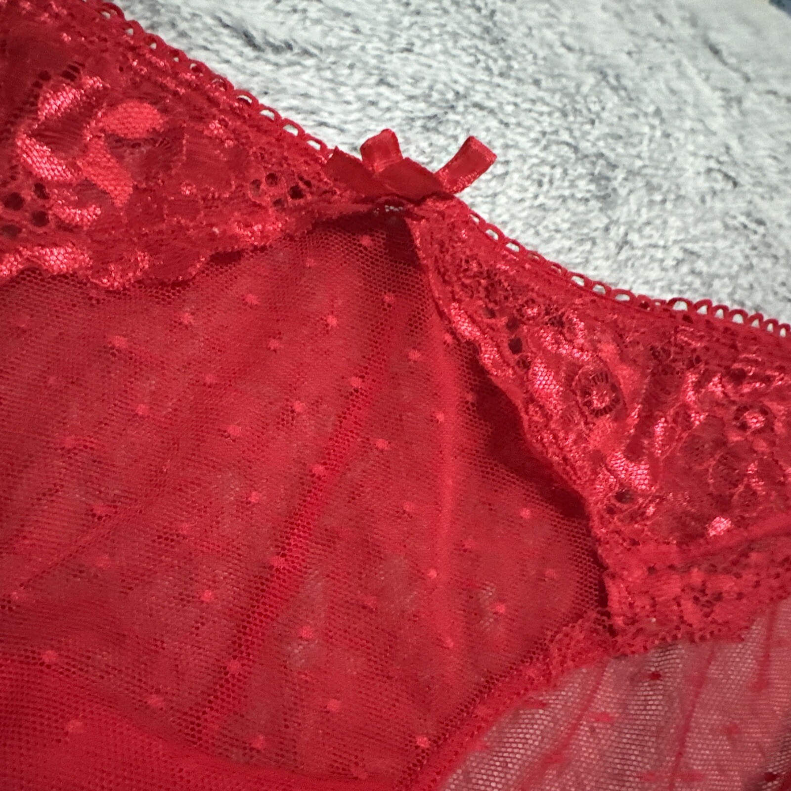 VINTAGE SHEER Lace MESH PANTIES Size M/L Bow