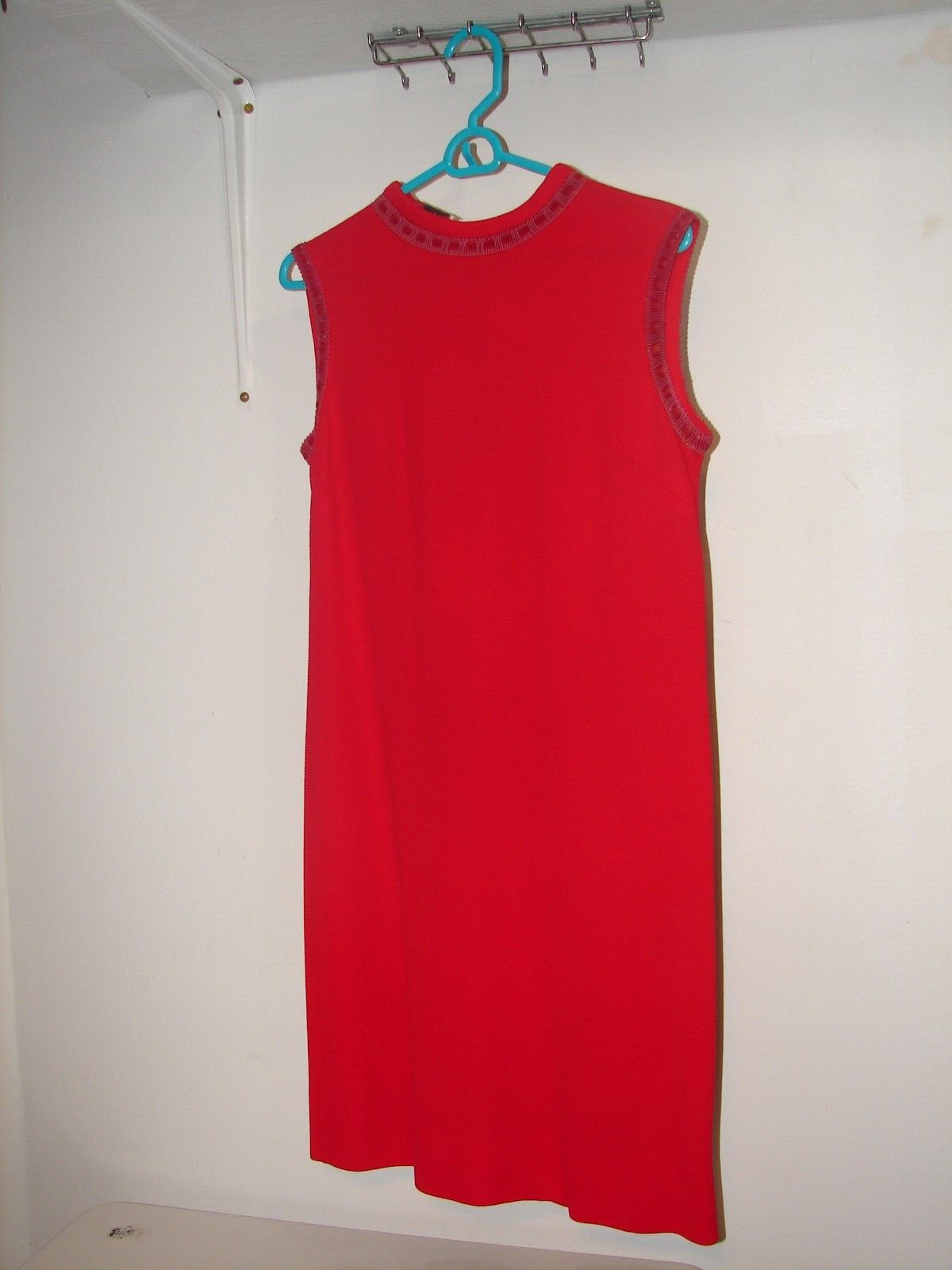Vintage 60s Retro GoGo Red Polyester Dress Sleeveless Kay Windsor Ribbon Detail