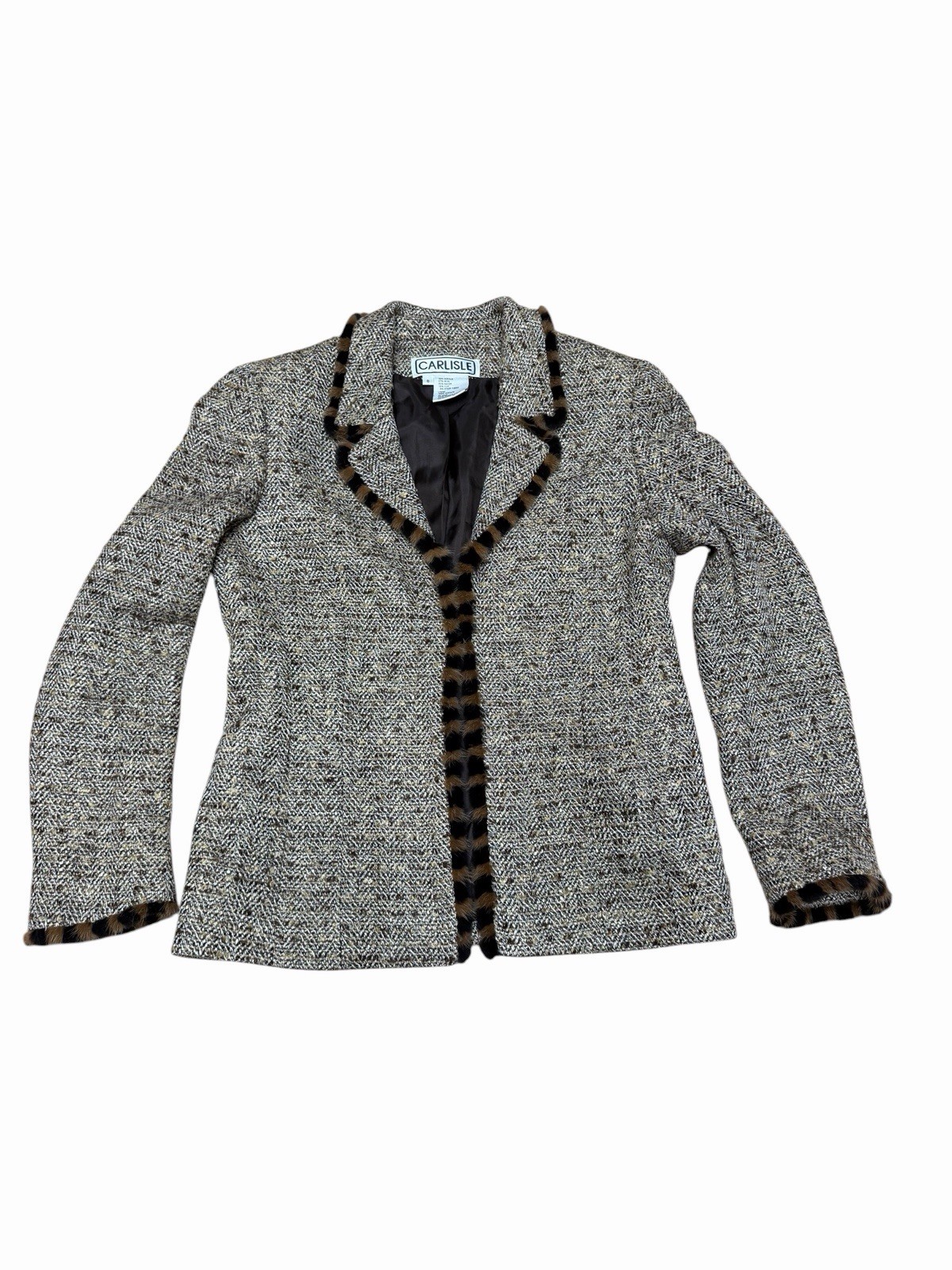 Carlisle Blazer Genuine Fur Trim Vintage Size 8 Wool And Silk And Other