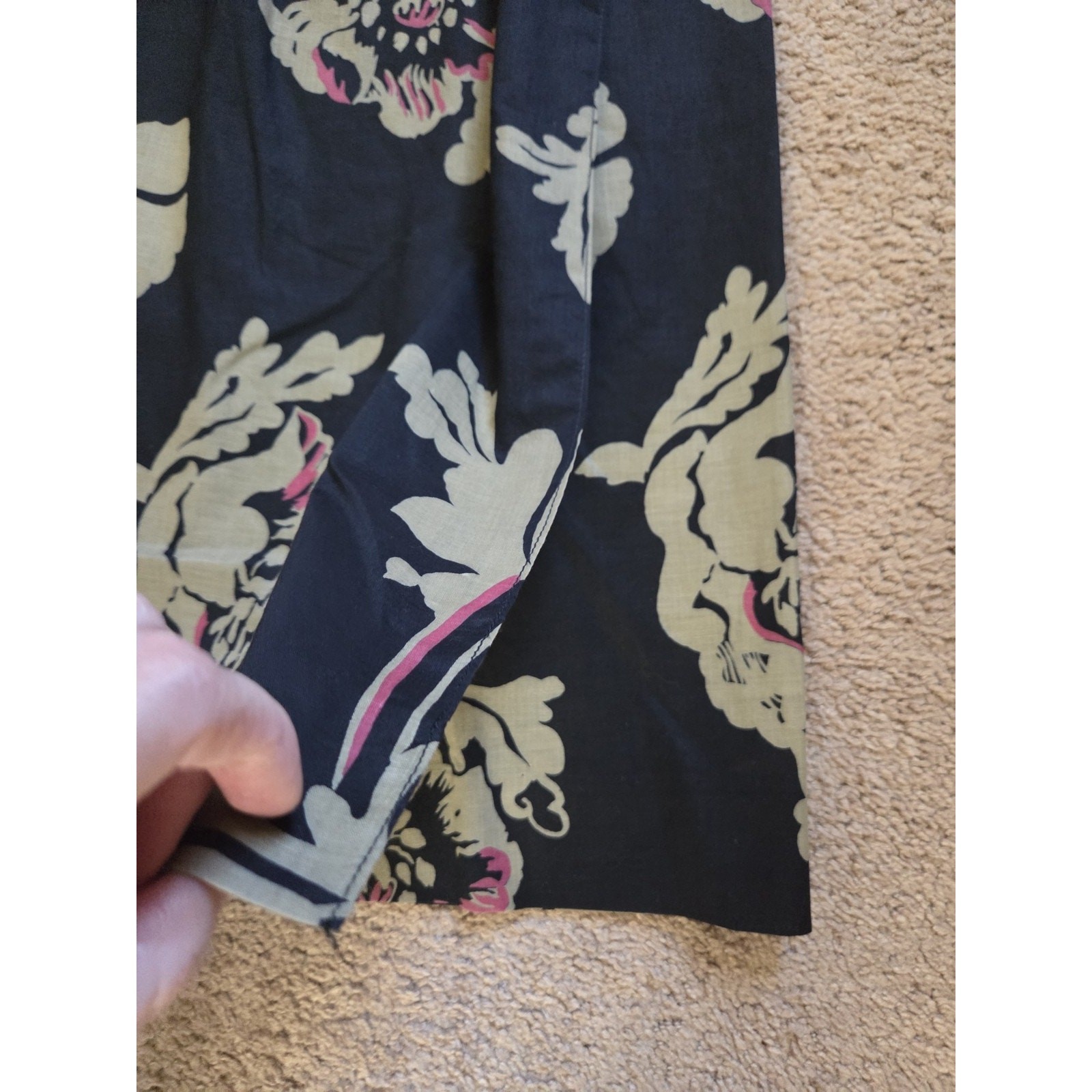 Vintage Joseph Magnin Dark Floral Lightweight 2-Piece Set Skirt and Blouse Sz 14