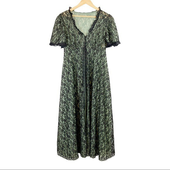 VINTAGE Tosca of California Peignoir Lingerie Dress Womens Size Medium 60s Lace
