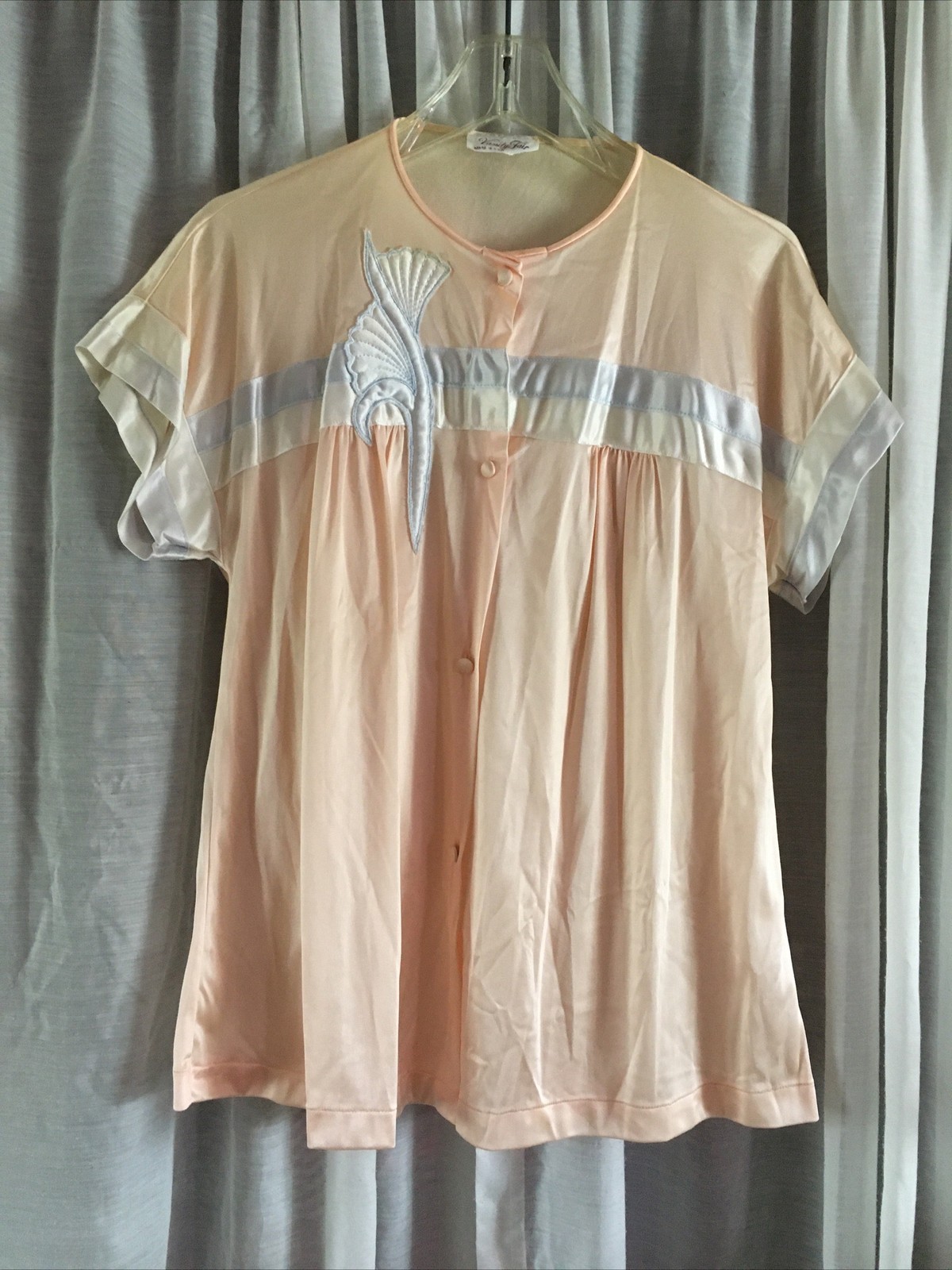 VTG Vanity Fair Lounge Sleep Set Sleep Shirt Robe Coral Sz SML 38 Inch Chest