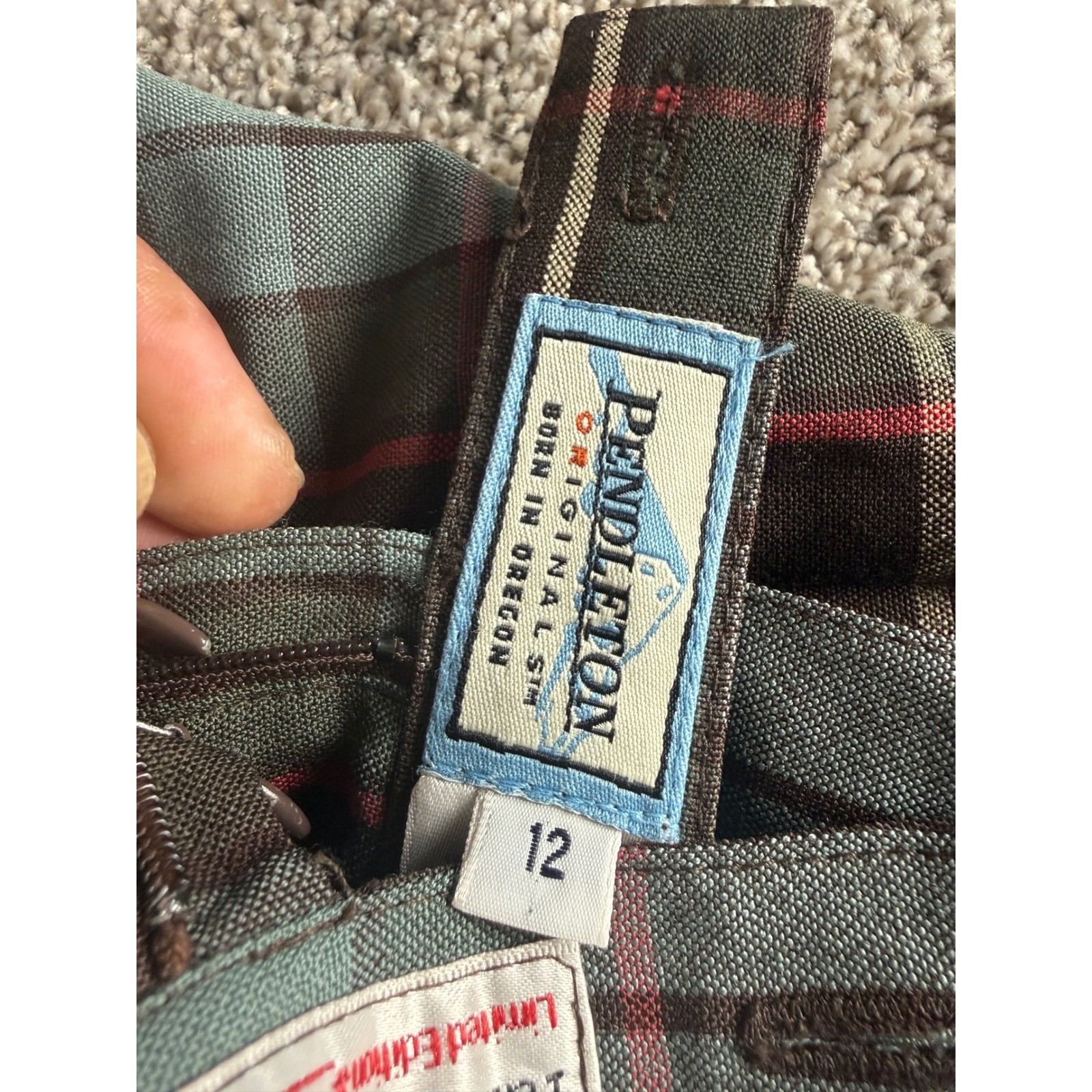 Pendleton Reversible Wool Plaid Pleated Skirt Blue Brown Red Vintage Size 12