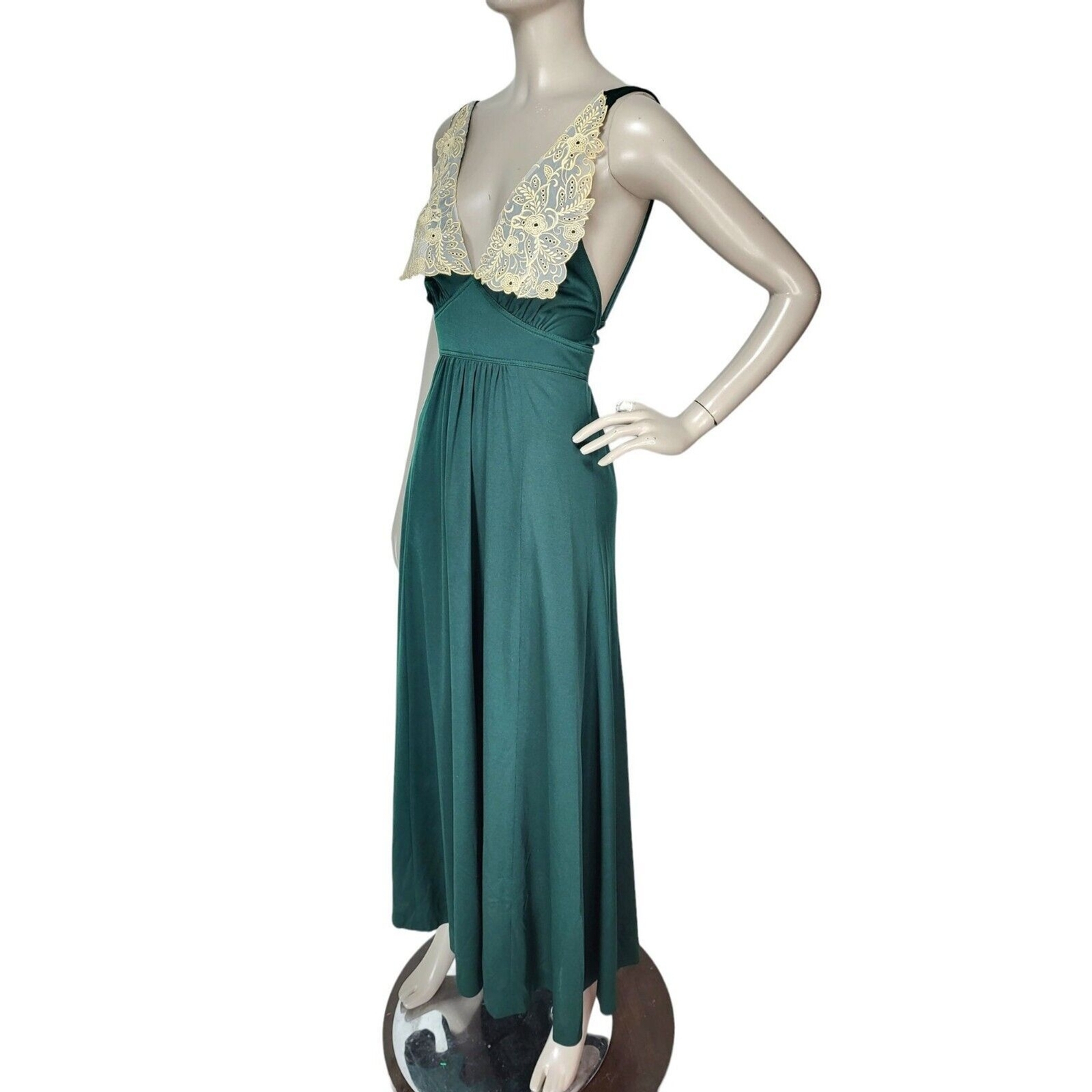 Vintage 70s Strappy Backless Lace Bust Sexy Hostess Prom Party Maxi Dress