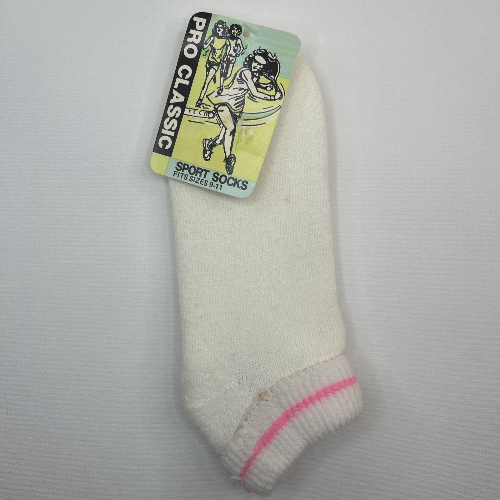 NOS VTG Low Socks 9-11 Orlon Nylon Acrylic Maryon Mills 80’s White Pink USA