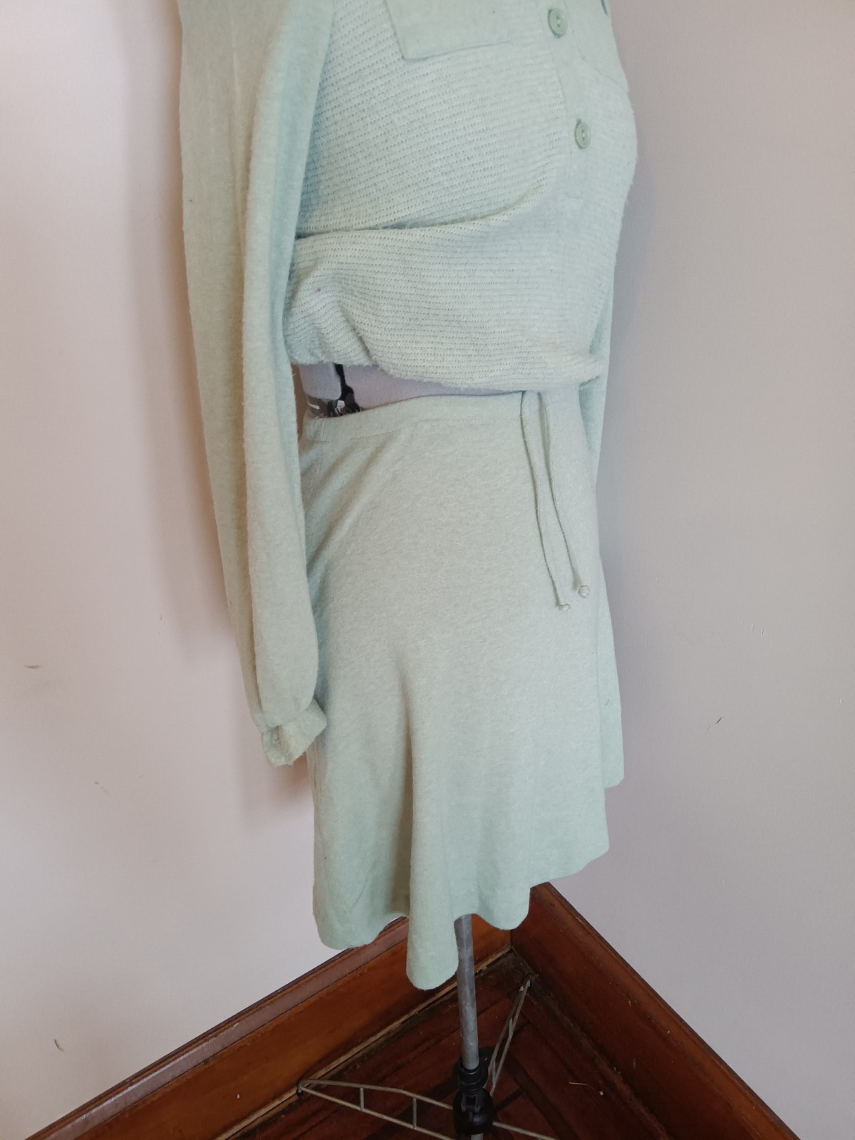 70s vintage Skater Skirt + Sweater Crop Top, Montgonery Ward MCM Sz Xs Athletic