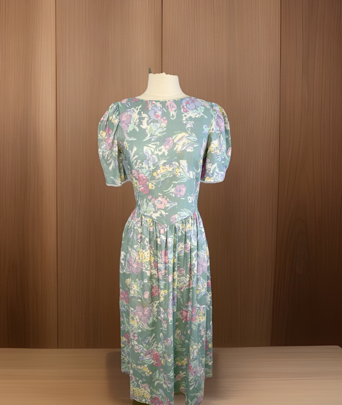 Vintage 1980s LAURA ASHLEY Floral Easter Dress Button Up Cottagecore Prairie 10