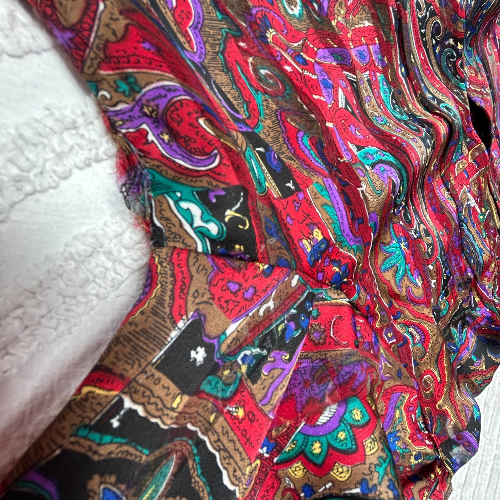 Vintage Nicola Women’s Multicolor Paisley Print Blouse Top Size 10 Long Sleeve