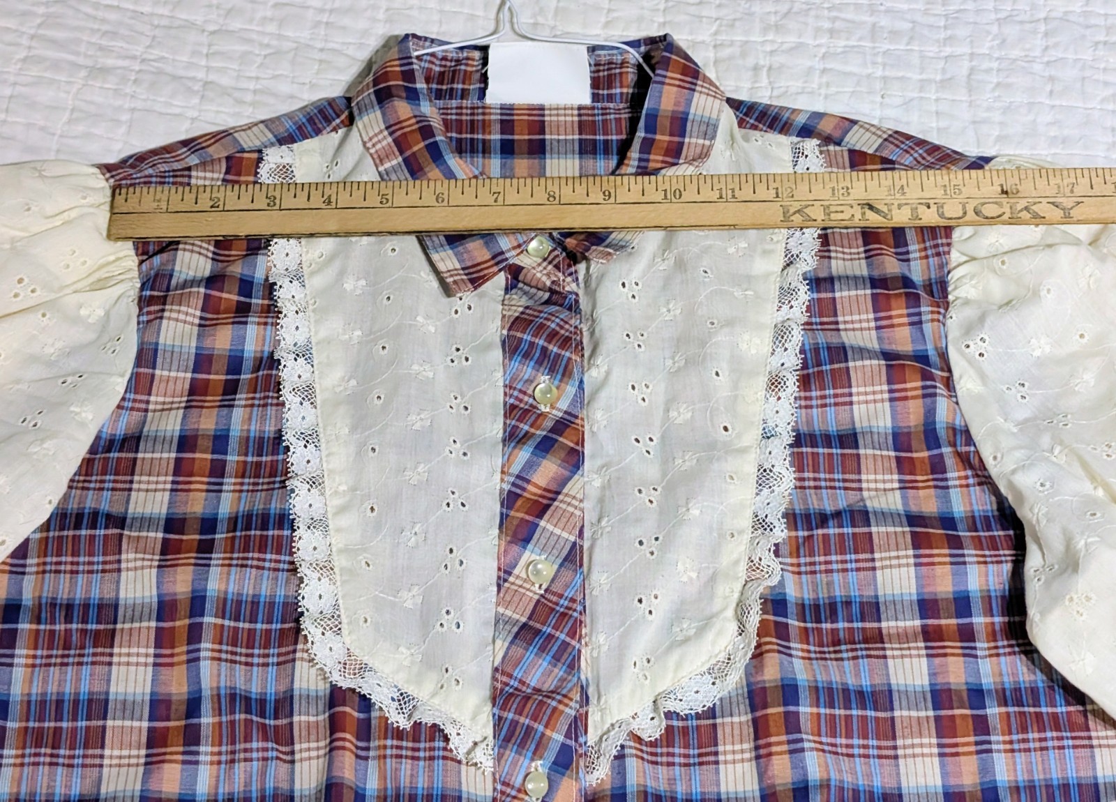 RARE Vintage Jeri Bee Western Shirt Women’s XL Plaid Lace Fringe Pearl Buttons