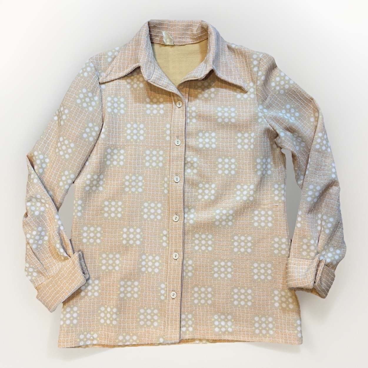 VTG 70s Gregg’s Girl Geometric Mod Shirt Top Retro Button Up S/M Disco Hippie