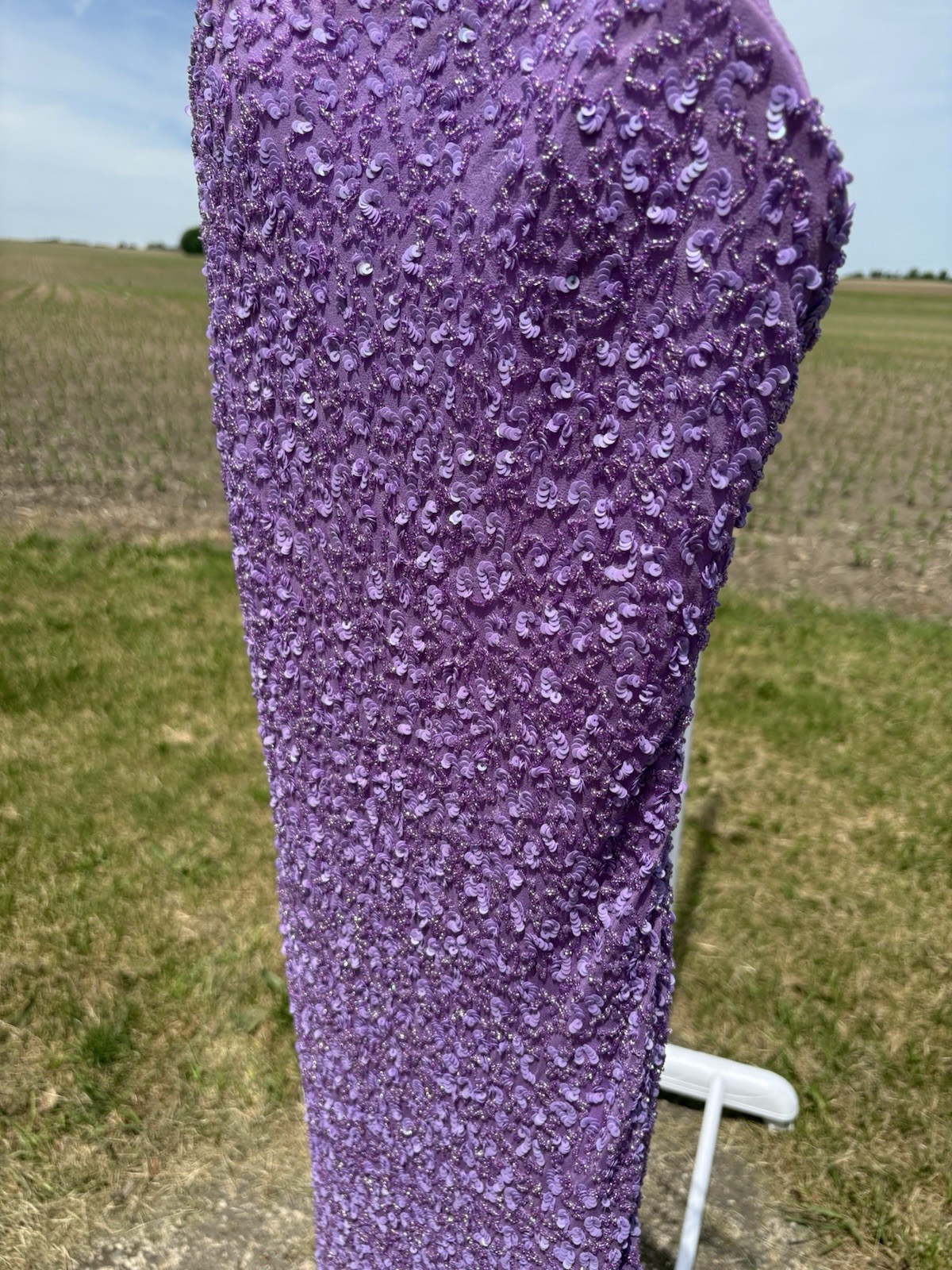 Vintage Scala 100% Silk Purple Beaded Fairy Dress Asymmetrical Mermaid Bottom
