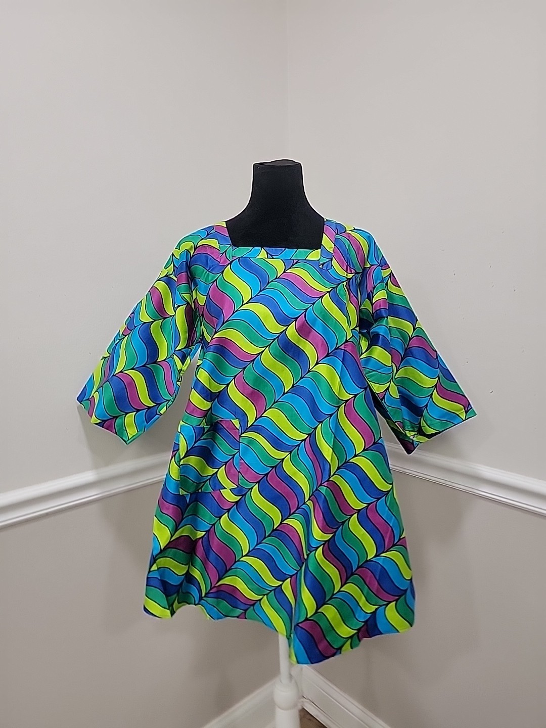 Design House Japan Vintage 70s Psychedelic Mod Artist Smock Apron Dress NWOT