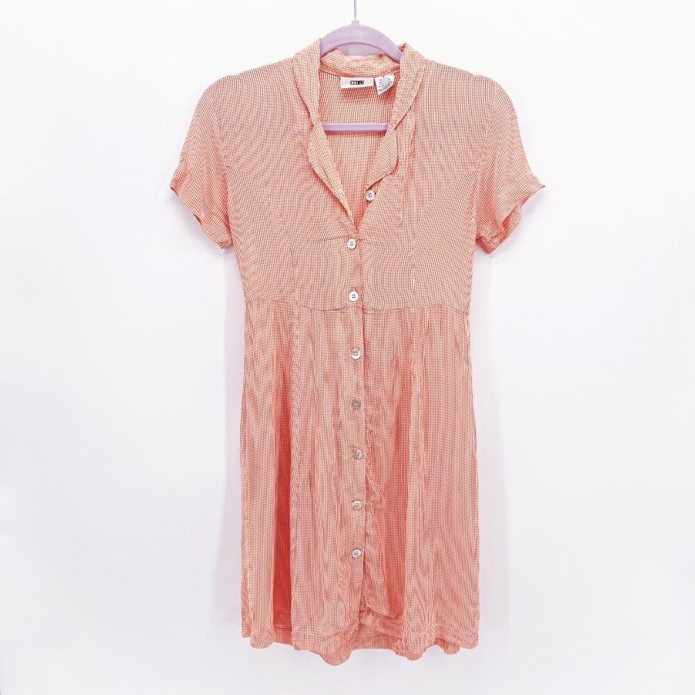 BP Vintage Mini Gingham Button Front Dress