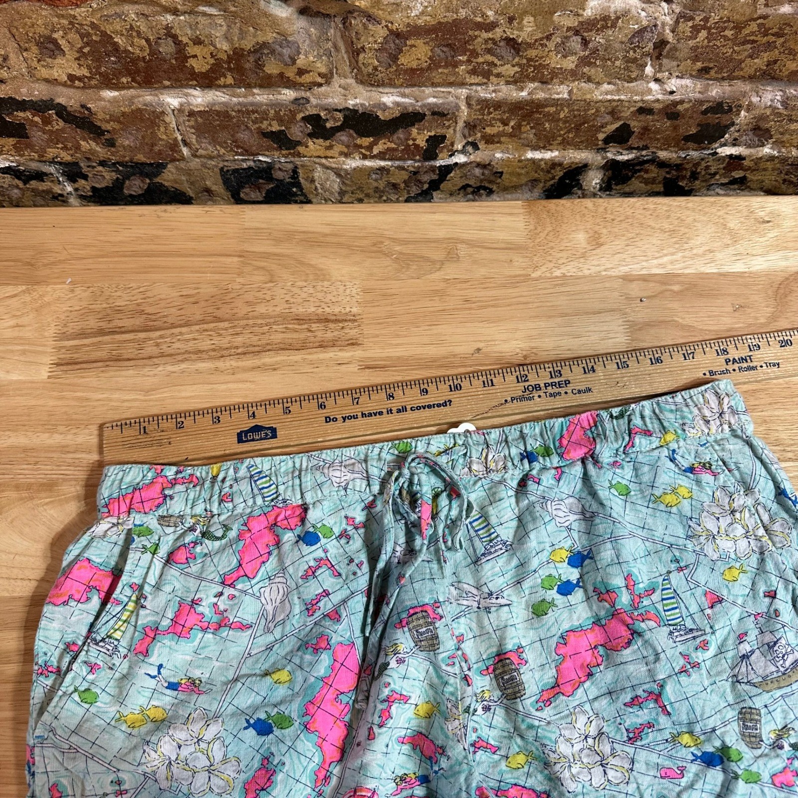 Vineyard Vines Nautical Map Ship Shorts Linen Flat Front Preppy Womens Large