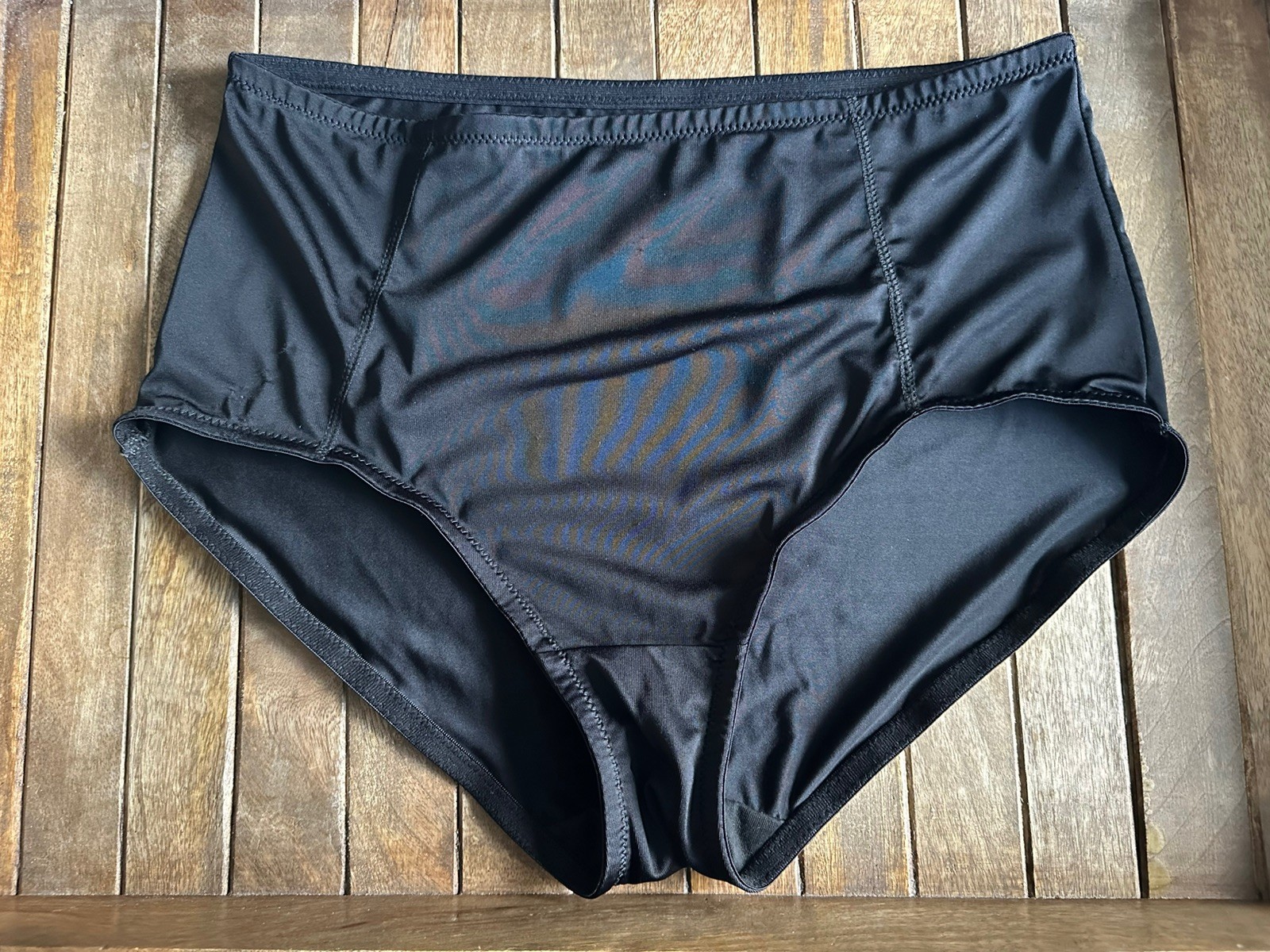 Vtg FIT 1X Black Slimmer Silky Brief Panties Panty