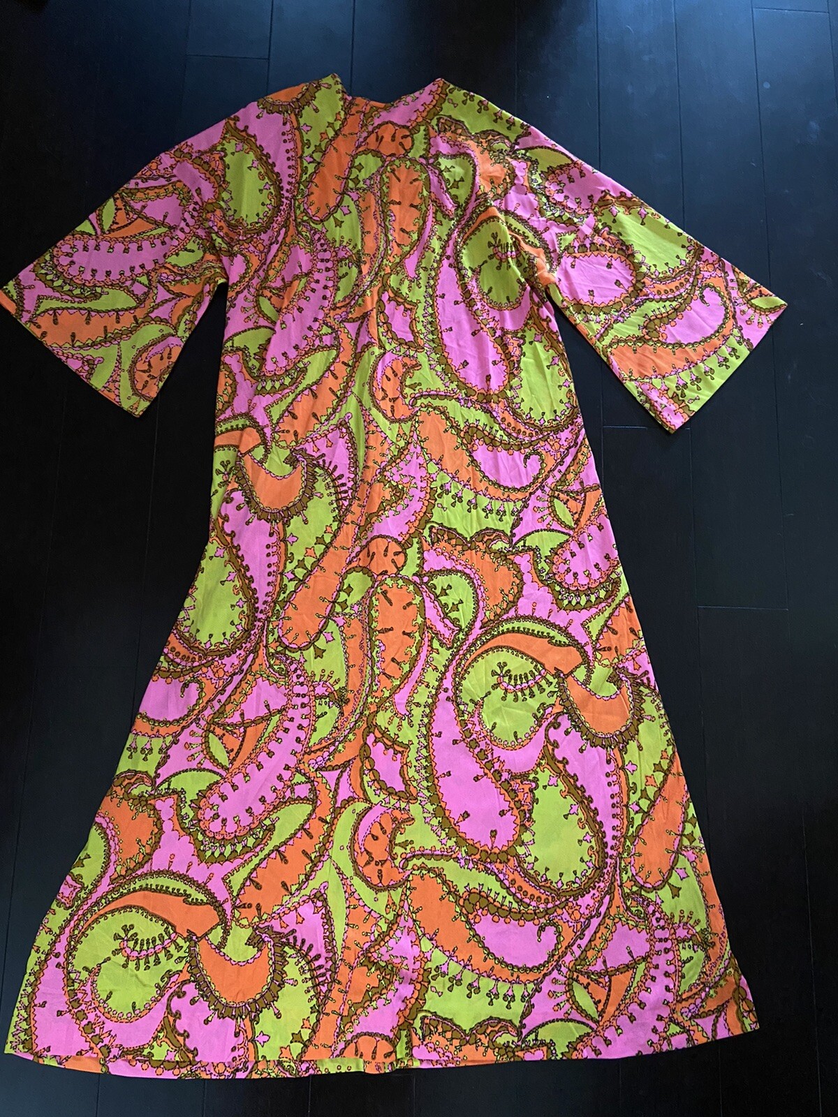 Vtg Le Voy’s Sun Pool Robe Size L Detachable Hood Neon Hot Pink Orange Green