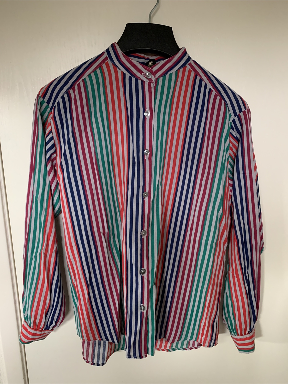 Jon Woods New York Vintage 1970’s Button Up Striped Multi Color Shirt Womens 8