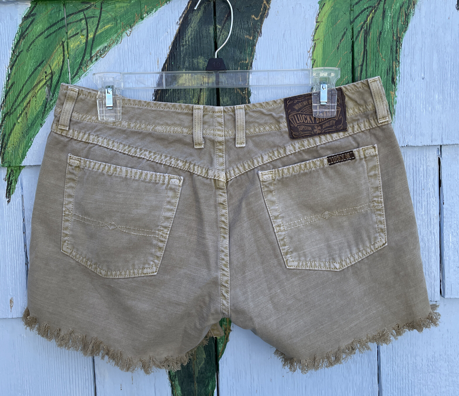 Vintage LUCKY BRAND USA Dungarees Cut Off Khaki Jeans Shorts Women’s Size 8
