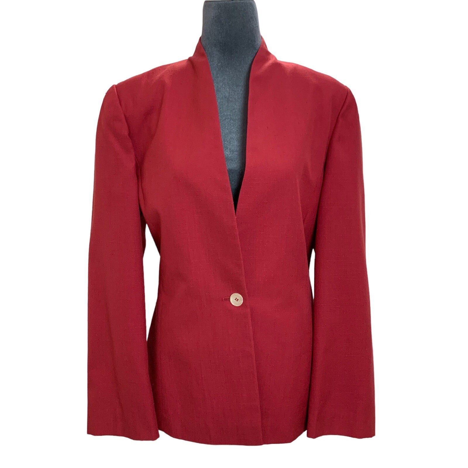 Vintage 80s Pendleton Small Silk Blend Pink Blazer High Collar Office Siren